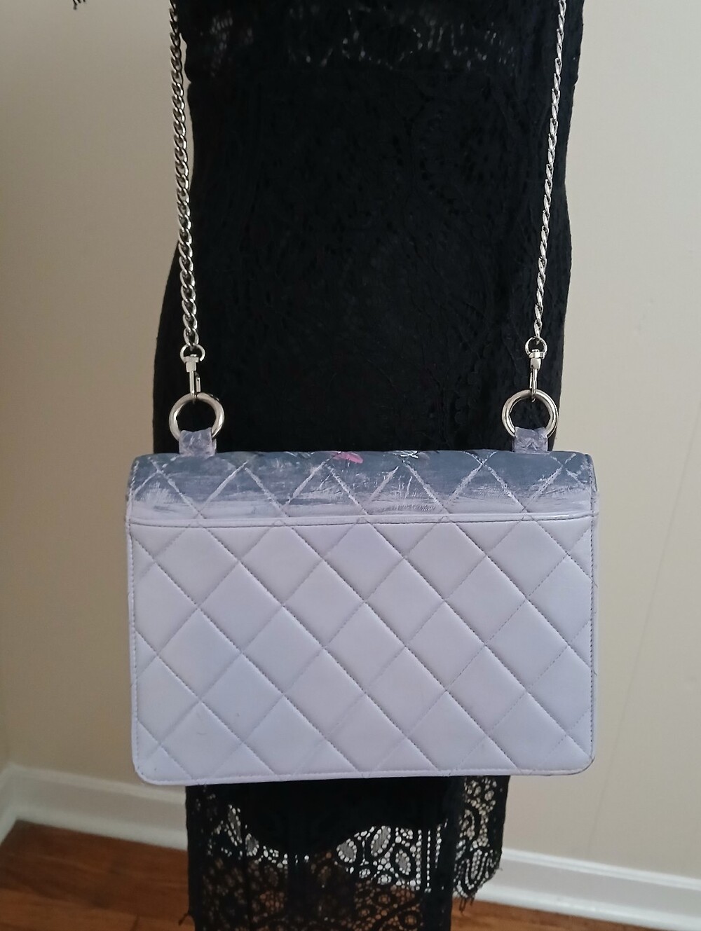 Chanel Two-Tone Quilted Flap Bag with Painted Floral Detail - Picture 14 of 16